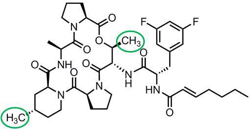 Diagram of an acyldepsipeptide