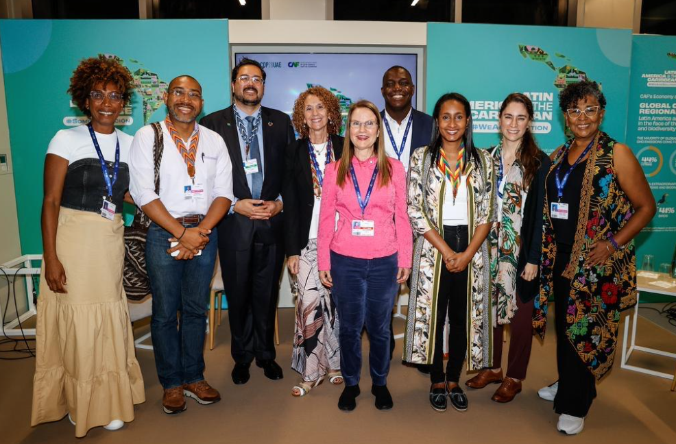 Nine speakers gather at the COP28 conference.